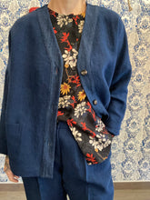 Carica l'immagine nel visualizzatore di Gallery, Camicia Kimono “fiori di campo di notte”