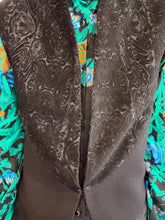 Carica l'immagine nel visualizzatore di Gallery, Gilet Ginko nero velluto lavorato/crepe di lana
