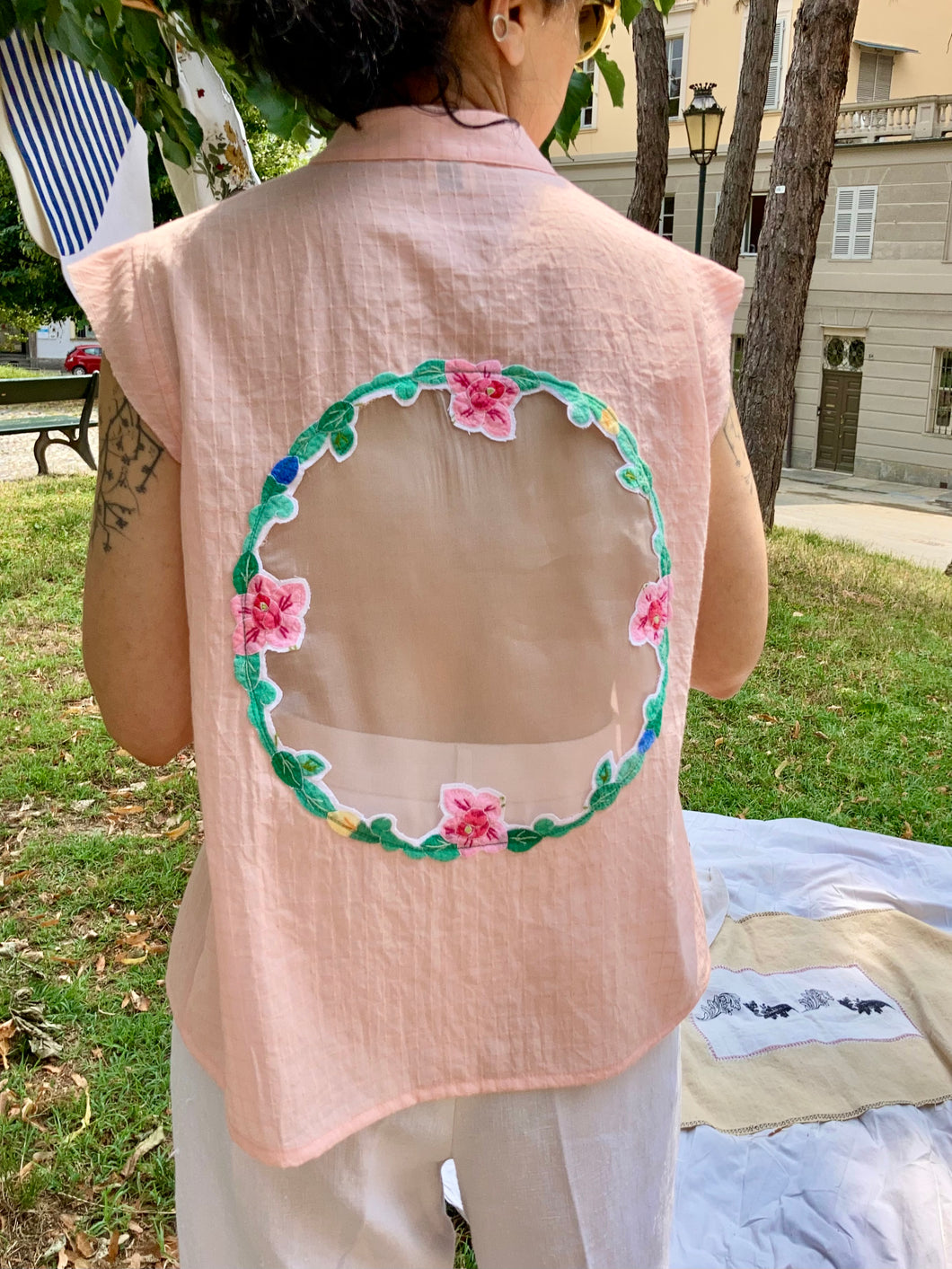 Camicia Dafne rosa con oblò’