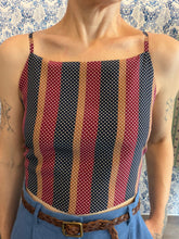 Carica l'immagine nel visualizzatore di Gallery, Top Twister seta righe/pois con fiocco blu cotone plumetis
